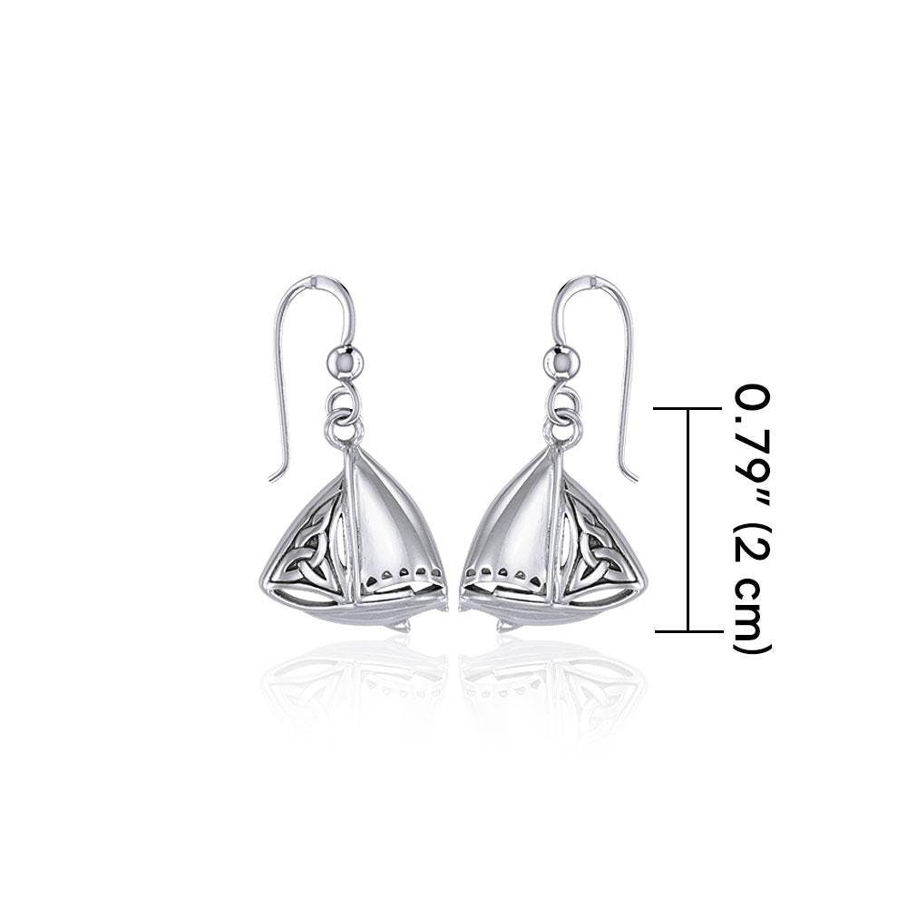 Celtic Sailboat Earrings, Nautical Jewelry, Ship Jewelry, Sailing Jewelry, Beach Jewelry, Ocean Jewelry, Anniversary Gift, Wife Gift
