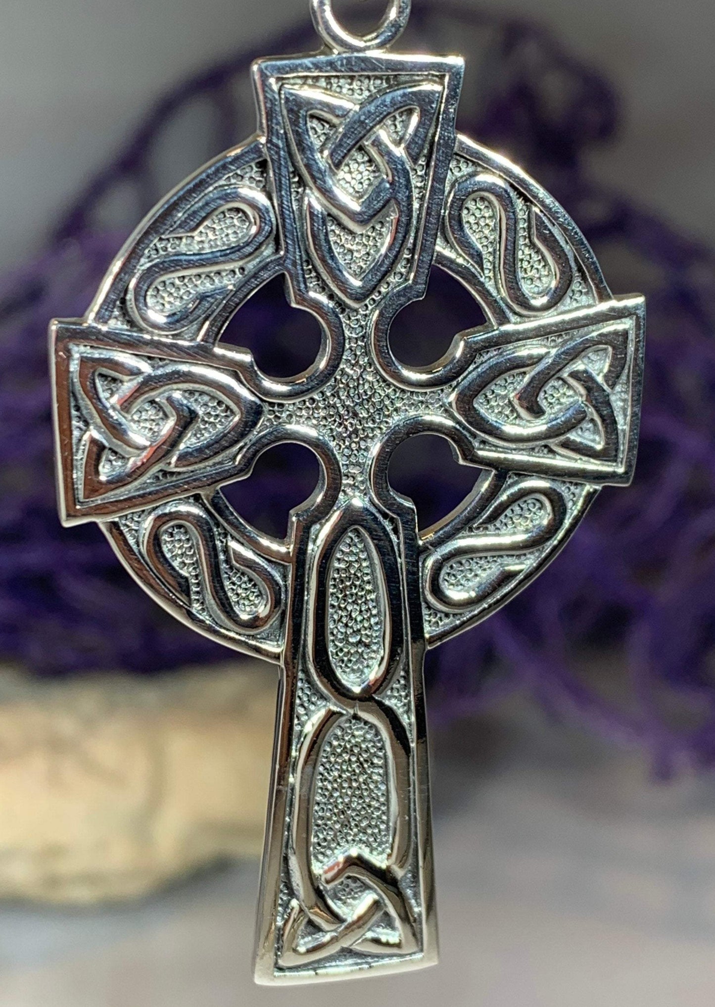 Cahal Large Celtic Cross Necklace in Sterling Silver