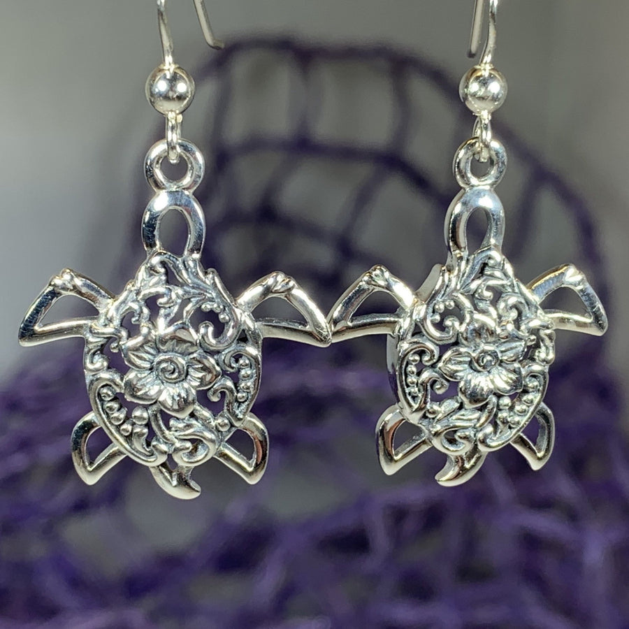 Turtle Power Earrings, Celtic Jewelry, Animal Jewelry, Beach Jewelry, Mom Gift, Nature Jewelry, Anniversary Gift, Graduation Gift, Nautical