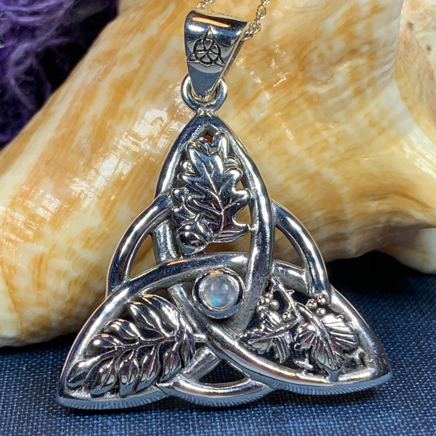 Oak Ash Thorn Trinity Knot Necklace in Sterling Silver