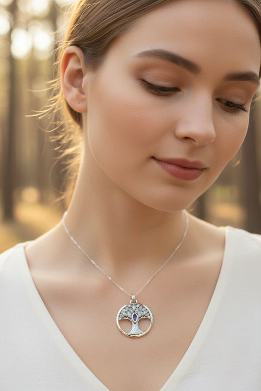 Glorianna Celtic Tree of Life Necklace in Sterling Silver — view 10