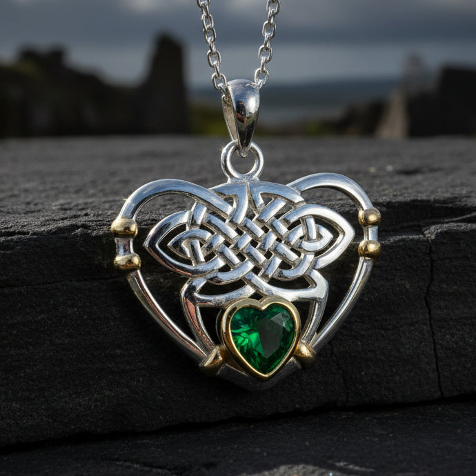 Celtic Embrace Heart Necklace in Sterling Silver — view 4