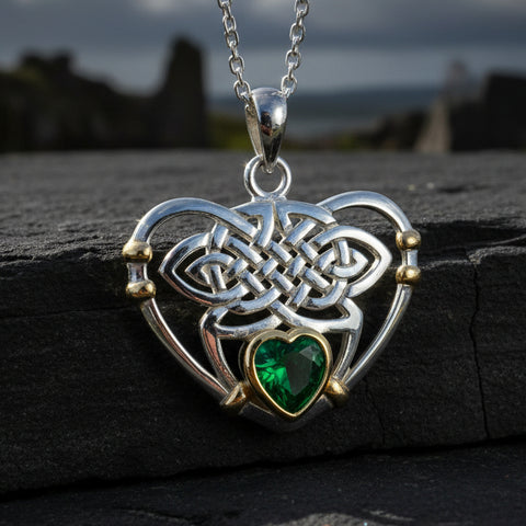 Load image into Gallery viewer, Celtic Embrace Heart Necklace in Sterling Silver
