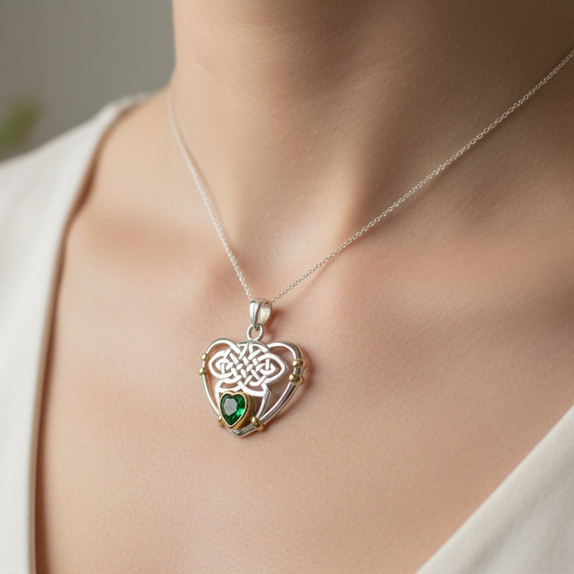 Celtic Embrace Heart Necklace in Sterling Silver