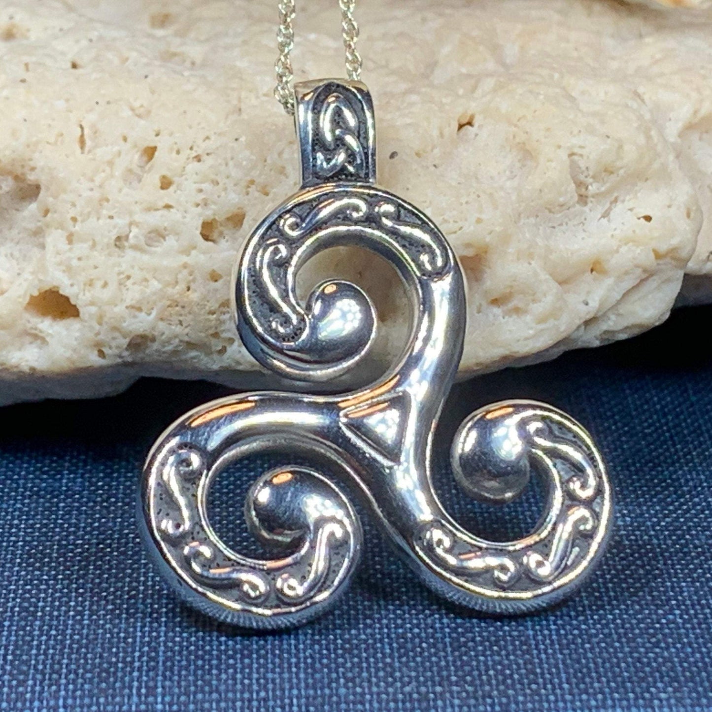 Celtic Triskele Necklace in Sterling Silver