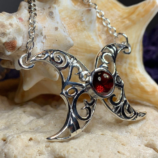 Morgana Celtic Moon Necklace in Sterling Silver — view 10