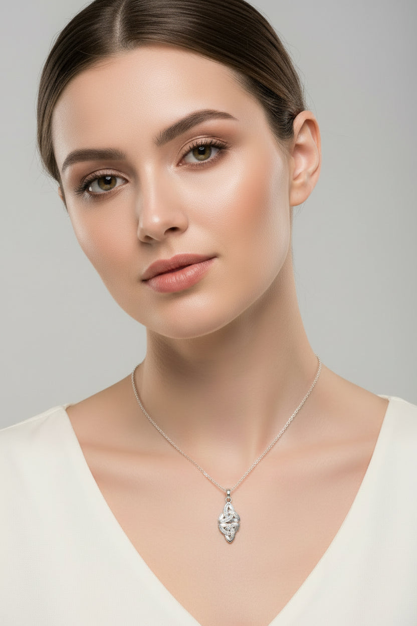 Ethne Celtic Trinity Knot Necklace in Sterling Silver — view 7