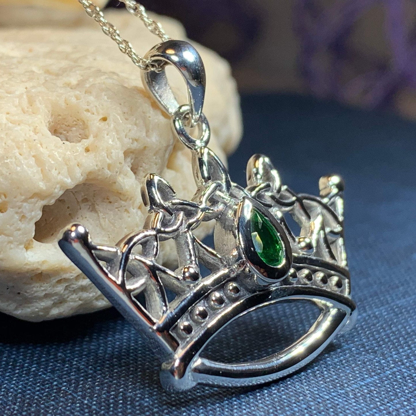 Celtic Irish Princess Crown Necklace in Sterling Silver