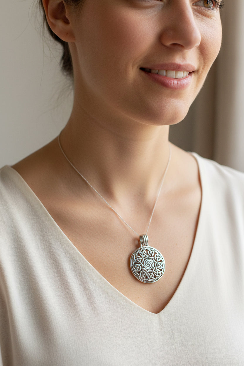Eternal Celtic Spiral Necklace in Sterling Silver