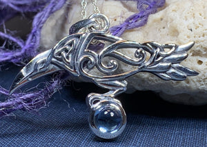 Celtic Raven Necklace, Wiccan Jewelry, Crow Pendant, Irish Jewelry, Bird Jewelry, Pagan Jewelry, Viking Jewelry, Poe Jewelry, Gothic Jewelry