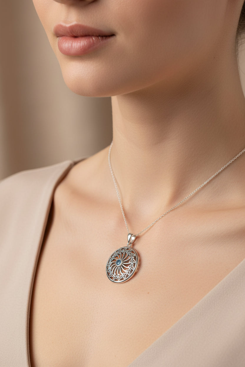 Wheel of Life Celtic Trinity Knot Necklace — view 6