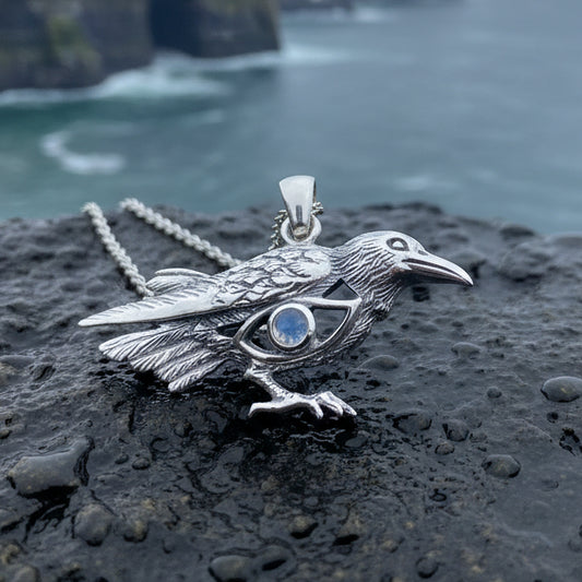 Raven Necklace, Wiccan Jewelry, Crow Pendant, Black Bird Pendant, Bird Jewelry, Pagan Jewelry, Nature Lover, Poe Jewelry, Gothic Jewelry
