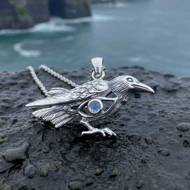 Raven Necklace, Wiccan Jewelry, Crow Pendant, Black Bird Pendant, Bird Jewelry, Pagan Jewelry, Nature Lover, Poe Jewelry, Gothic Jewelry