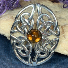 Load image into Gallery viewer, Amber Oval Celtic Knot Brooch 03
