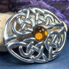 Load image into Gallery viewer, Amber Oval Celtic Knot Brooch

