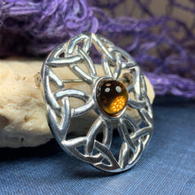 Load image into Gallery viewer, Amber Celtic Knot Brooch 06
