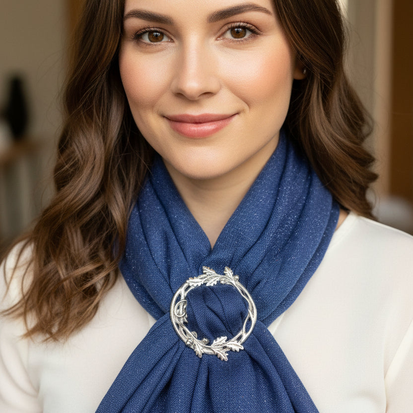 Pewter Oak Leaf & Acorn Scarf Ring - Handmade in England — view 5