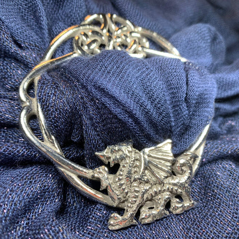 Load image into Gallery viewer, Pewter Welsh Dragon Scarf Ring
