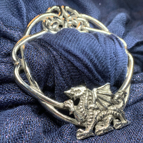 Load image into Gallery viewer, Pewter Welsh Dragon Scarf Ring
