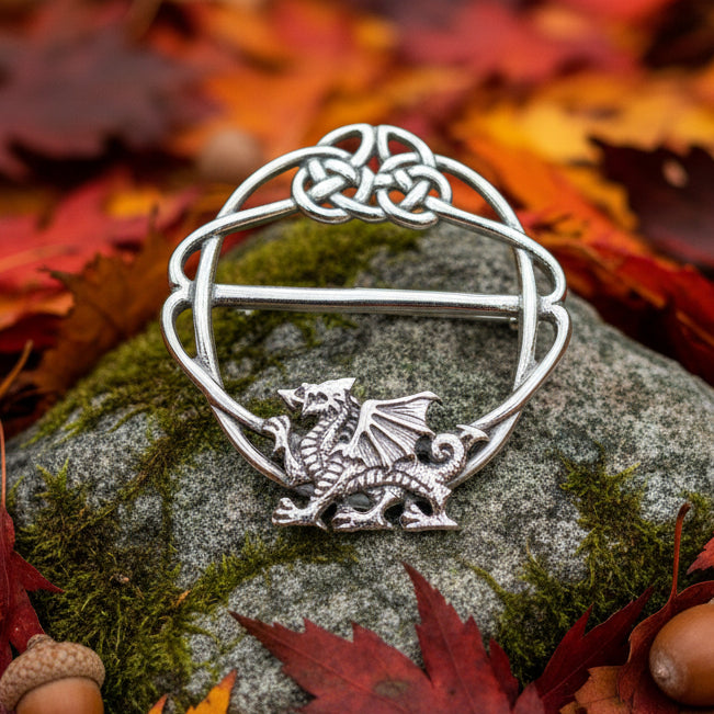 Pewter Welsh Dragon Scarf Ring - Handmade in England — view 4