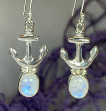Load image into Gallery viewer, Moonstone Anchor Earrings

