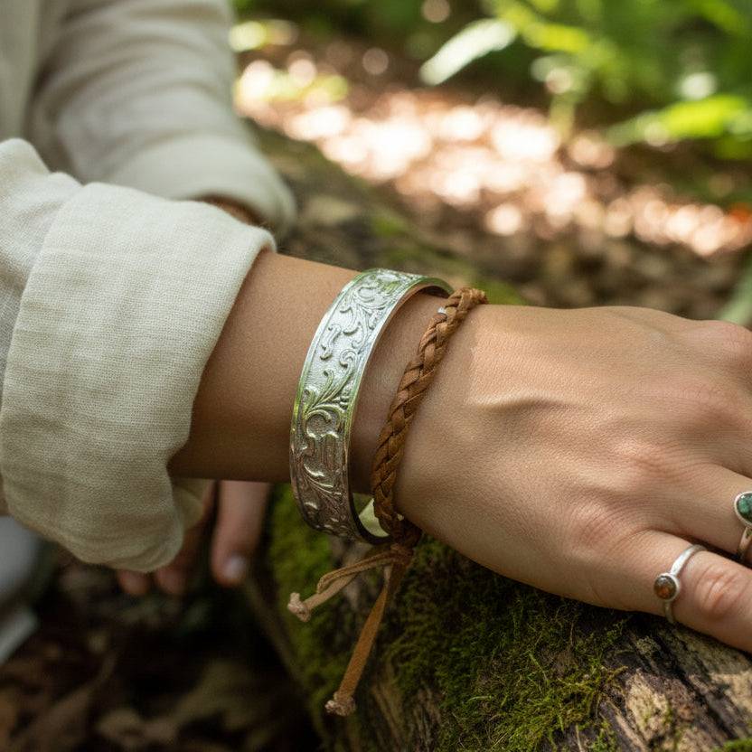 Baroque Pewter Cuff Bracelet - Handmade in Scotland — view 2