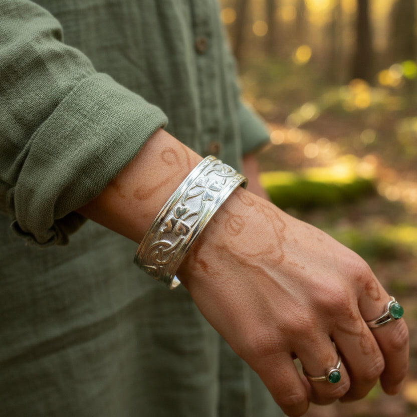 Irish Shamrock Cuff Bracelet — view 9