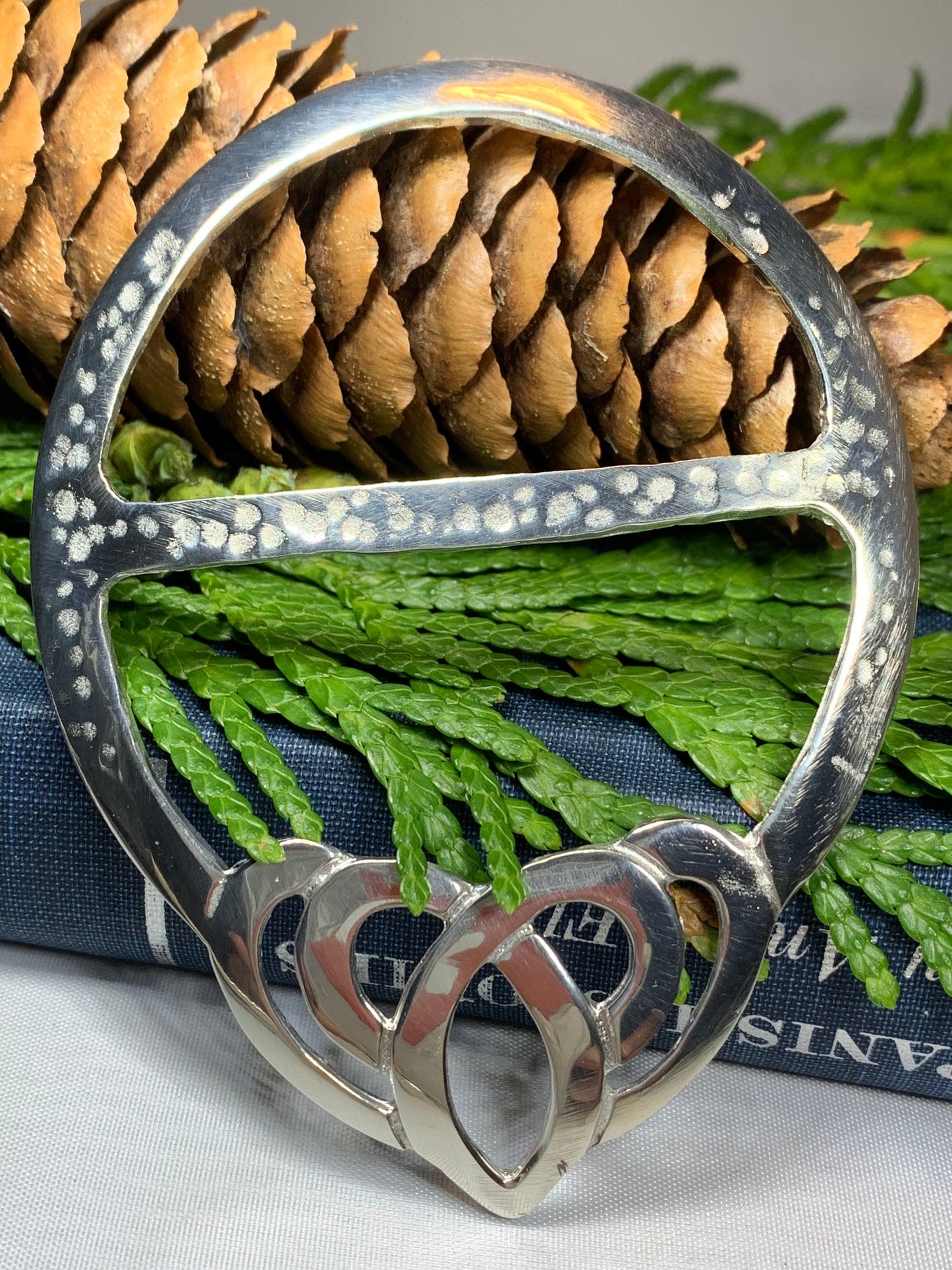 Pewter Celtic Heart Scarf Ring - Handmade in Scotland — view 7