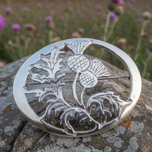 Oban Thistle Brooch - Handmade in Scotland in pewter