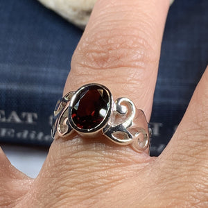 Celtic Filigree Ring, Gemstone Jewelry, Statement Ring, Garnet Jewelry, Celtic Jewelry, Anniversary Gift, Wiccan Jewelry, Wife Gift