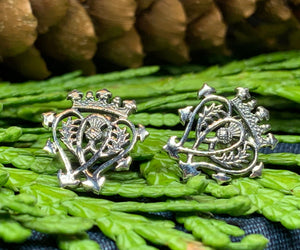 Luckenbooth Earrings, Scotland Jewelry, Celtic Jewelry, Thistle Jewelry, Anniversary Gift, Bridal Jewelry, Heart Jewelry, Mom Gift