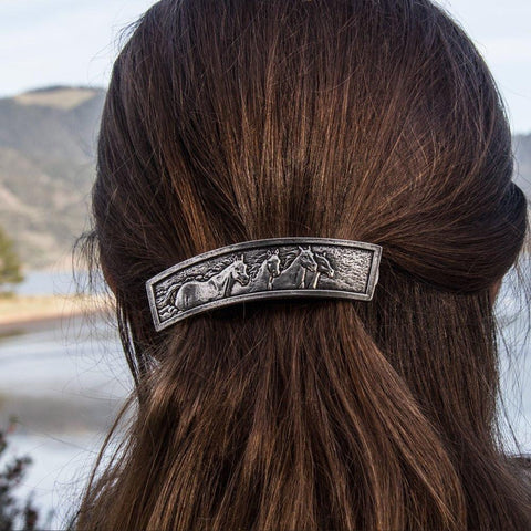 Load image into Gallery viewer, Horse Hair Clip, Celtic Barrette, Horse Jewelry, Pagan Jewelry, Friendship Gift, Wiccan Jewelry, Native American Jewelry, Animal Barrette
