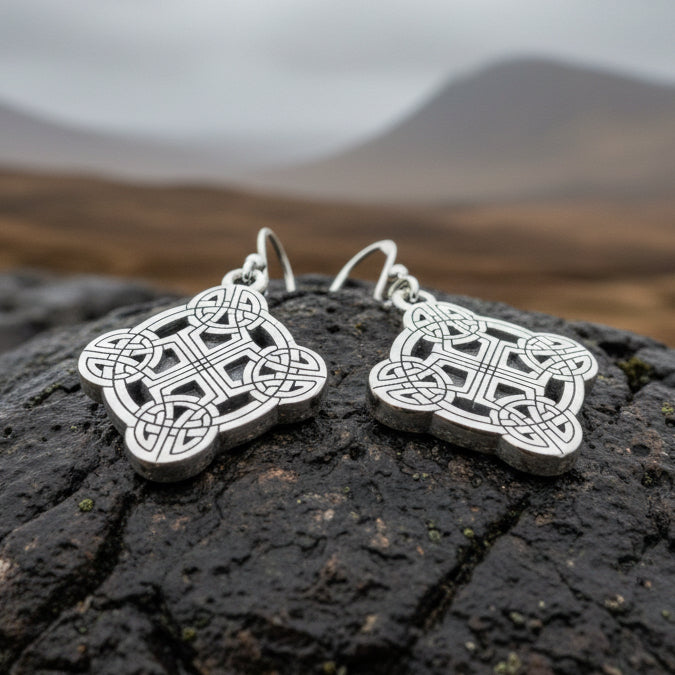 Mirna Celtic Knot Earrings in Sterling Silver — view 4