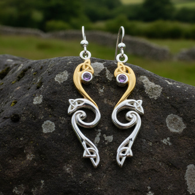 Mystic Dreamer Trinity Knot Earrings with Amethysts — view 5