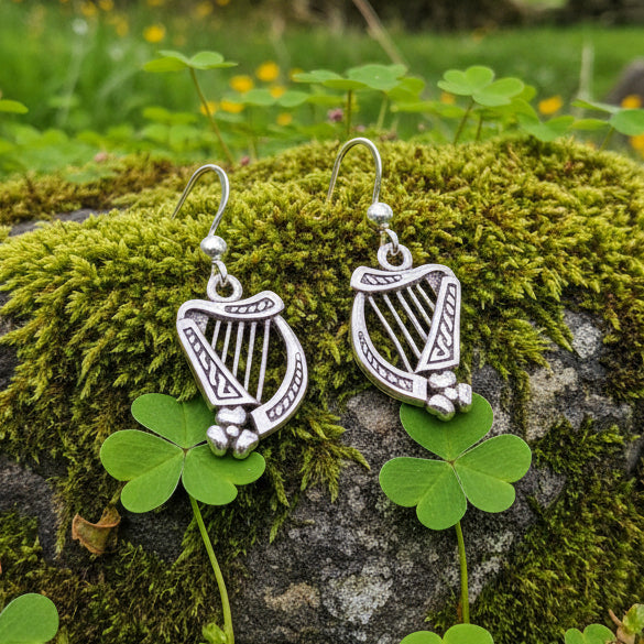 Sarai Irish Harp Earrings in Sterling Silver