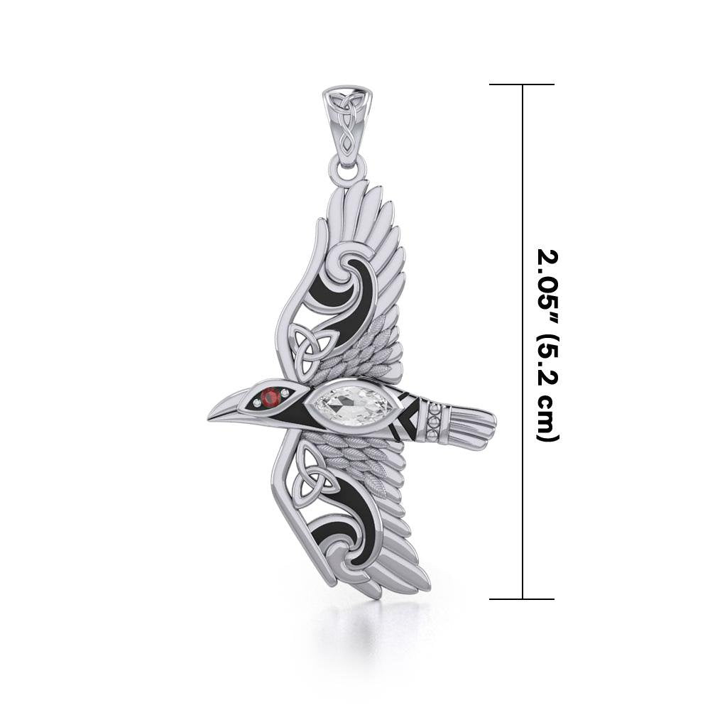 Oryx Celtic Raven Necklace in Sterling Silver — view 17