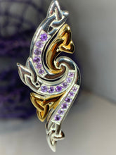 Load image into Gallery viewer, Mystic Trinity Knot Necklace, Irish Jewelry, Celtic Jewelry, Celtic Knot Jewelry, Amethyst Jewelry, Anniversary Gift, Scotland Jewelry
