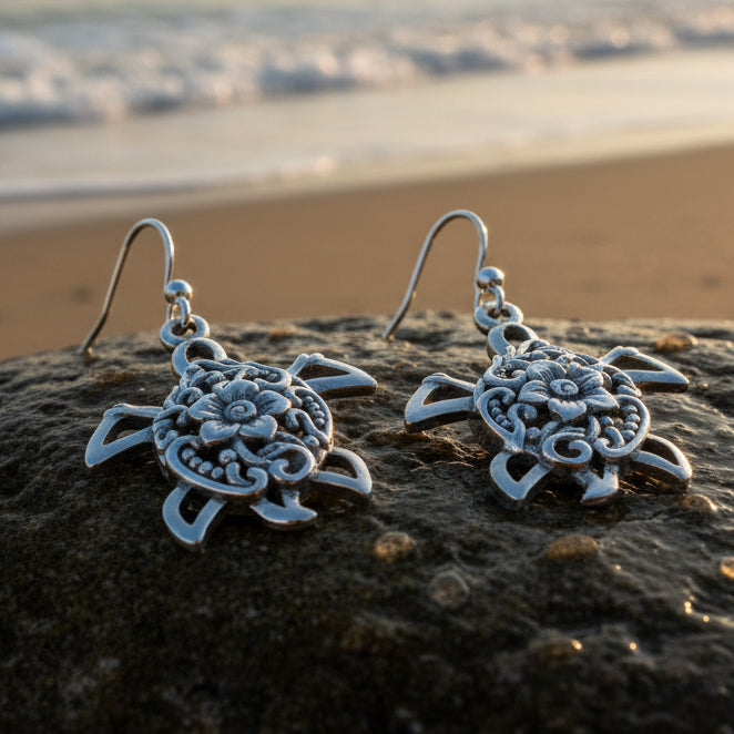 Turtle Power Earrings, Celtic Jewelry, Animal Jewelry, Beach Jewelry, Mom Gift, Nature Jewelry, Anniversary Gift, Graduation Gift, Nautical