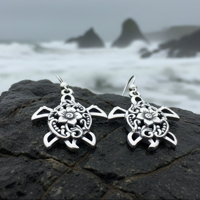 Turtle Power Earrings, Celtic Jewelry, Animal Jewelry, Beach Jewelry, Mom Gift, Nature Jewelry, Anniversary Gift, Graduation Gift, Nautical