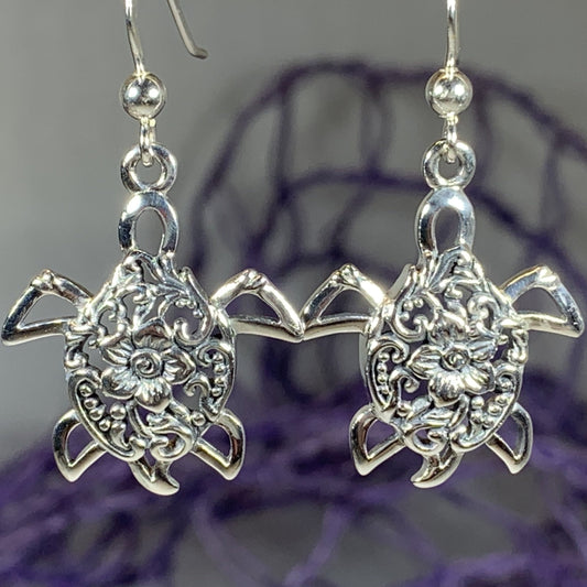 Turtle Power Earrings, Celtic Jewelry, Animal Jewelry, Beach Jewelry, Mom Gift, Nature Jewelry, Anniversary Gift, Graduation Gift, Nautical