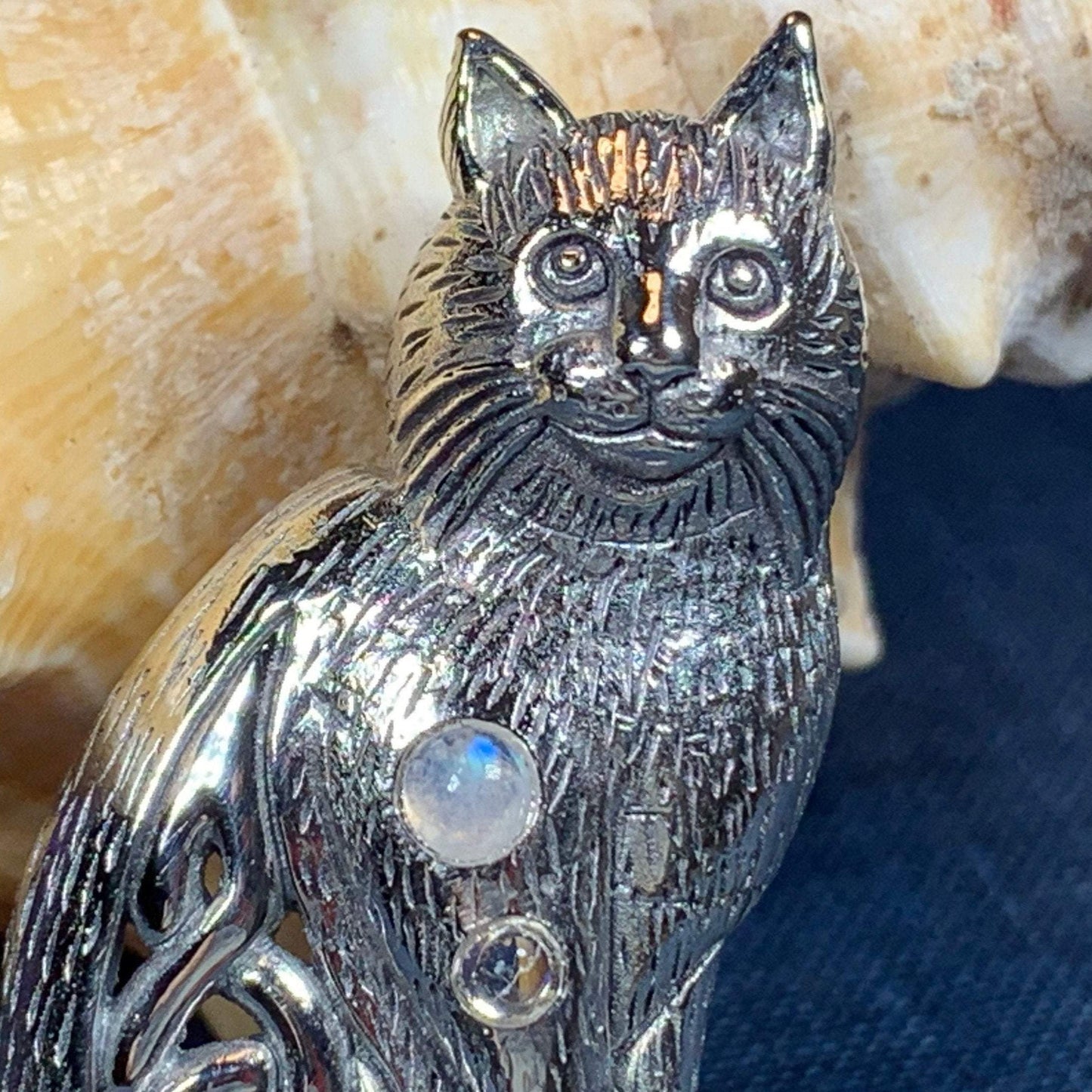 Salem Celtic Cat Necklace in Sterling Silver — view 10