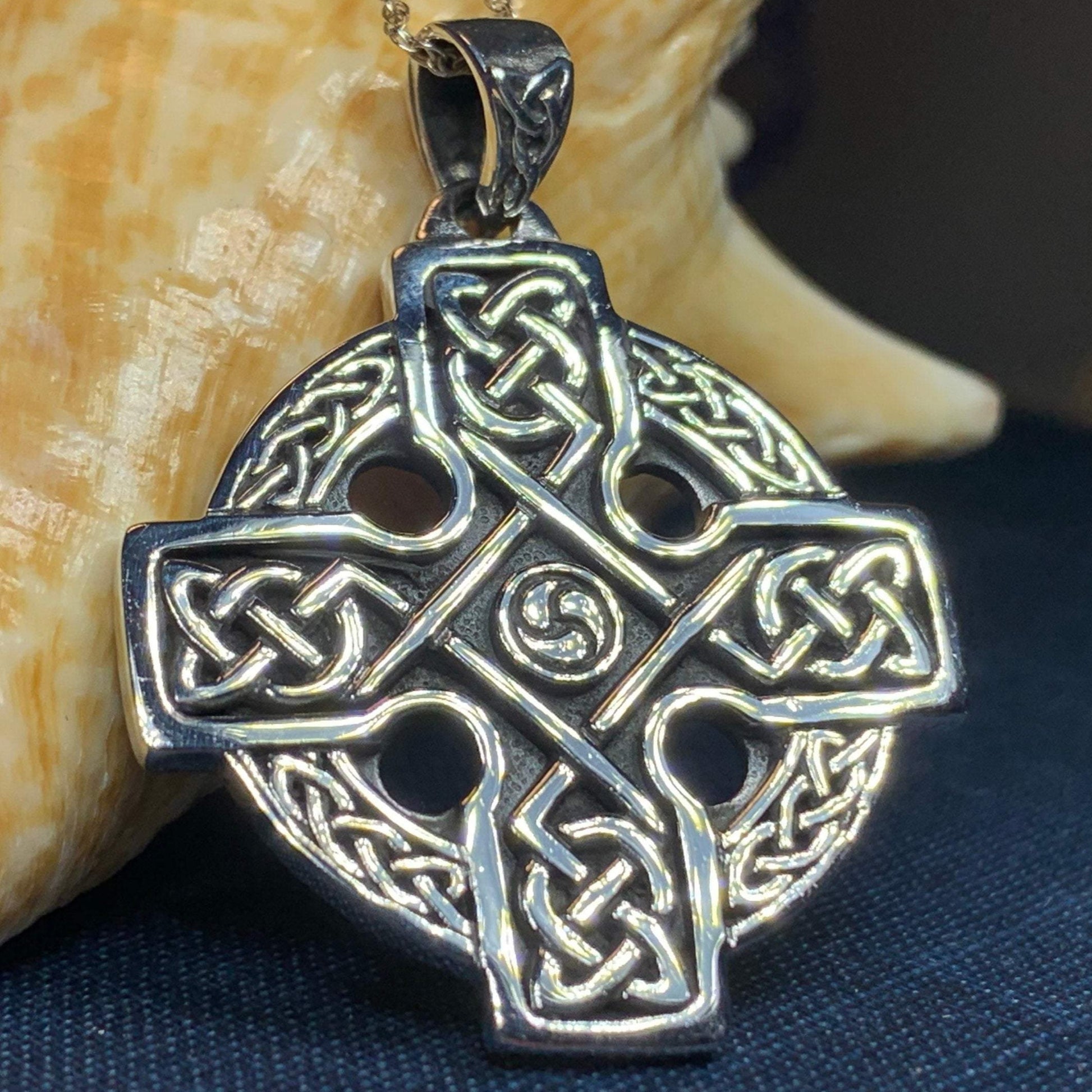 Lyre Celtic Cross Necklace — view 4