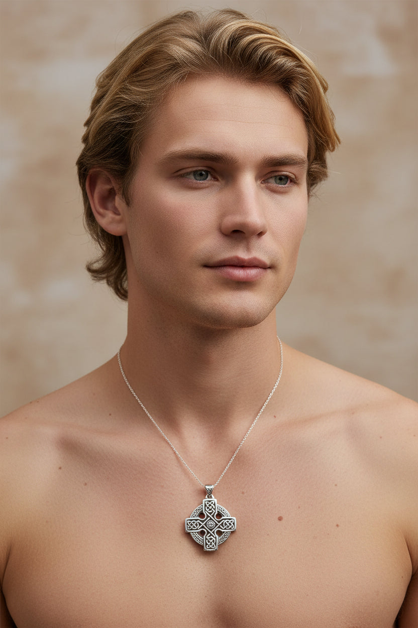 Lyre Celtic Cross Necklace — view 2