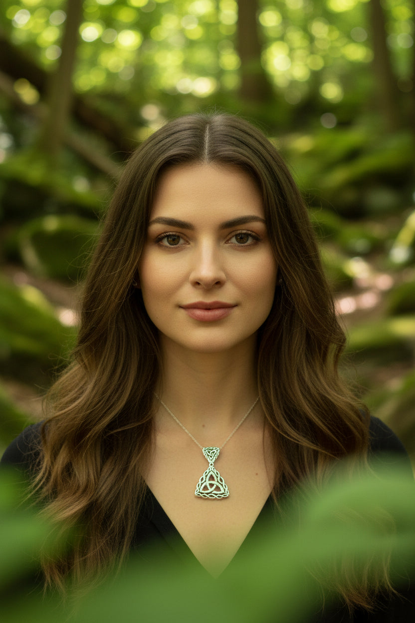 Naomh Celtic Trinity Knot Necklace in Sterling Silver — view 7