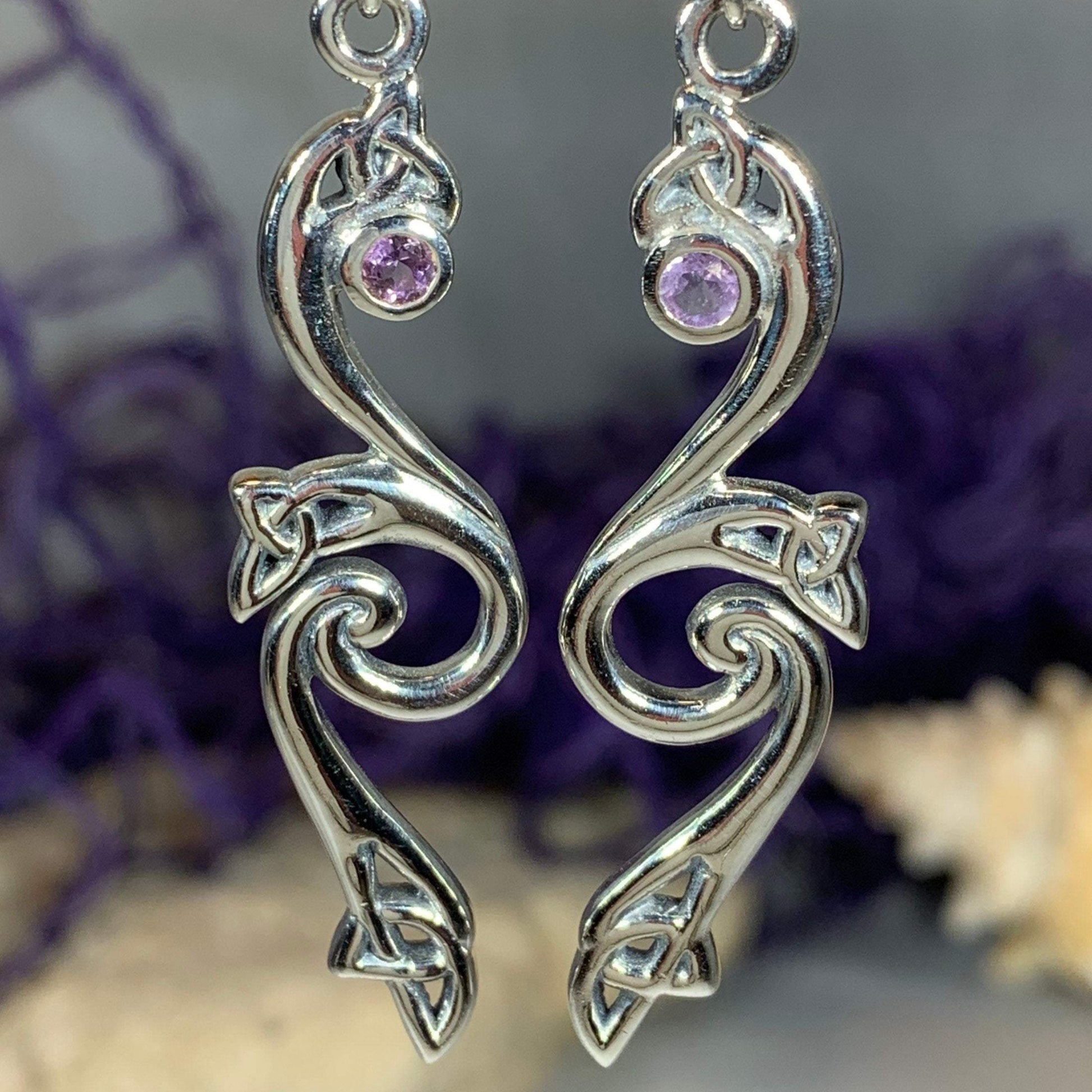 Graceful Celtic Trinity Knot Earrings in Sterling Silver — view 7