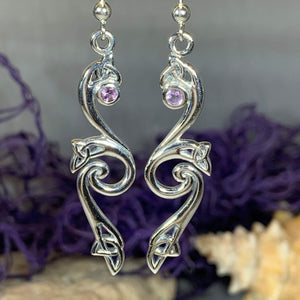 Mystic Trinity Knot Earrings, Irish Jewelry, Celtic Jewelry, Celtic Knot Earrings, Amethyst Jewelry, Anniversary Gift, Scotland Jewelry