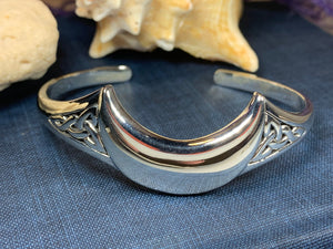 Moon Bracelet, Celtic Jewelry, Irish Jewelry, Crescent Moon Jewelry, Celestial Jewelry, Viking Jewelry, Bangle Bracelet, Cuff Bracelet