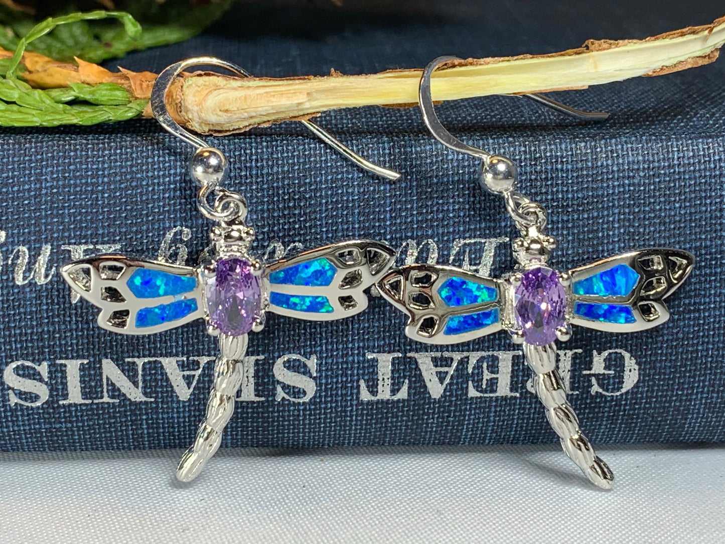 Amethyst Blue Dragonfly Earrings — view 6