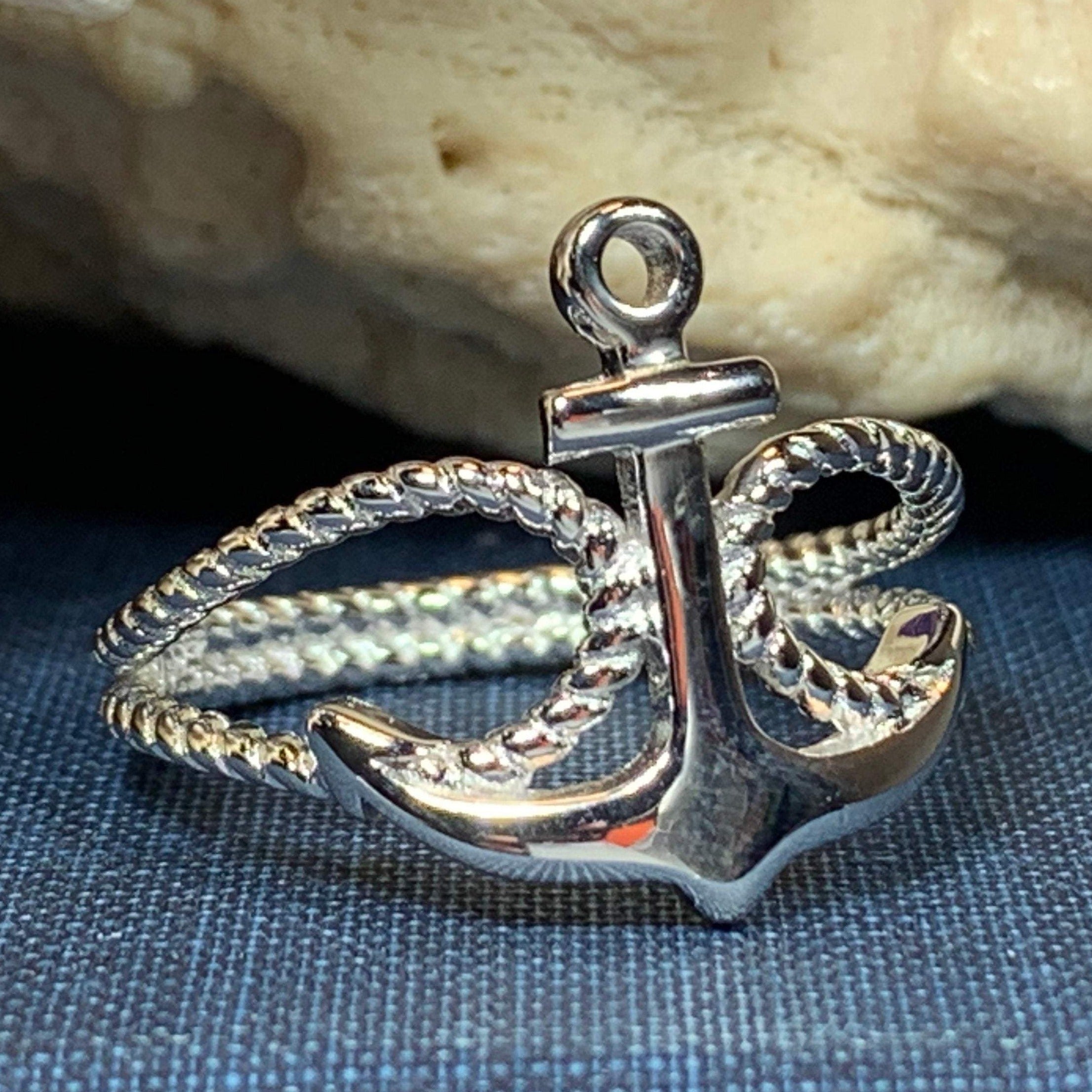 Anchor's Away Ring - Sterling Silver | Celtic Crystal Design