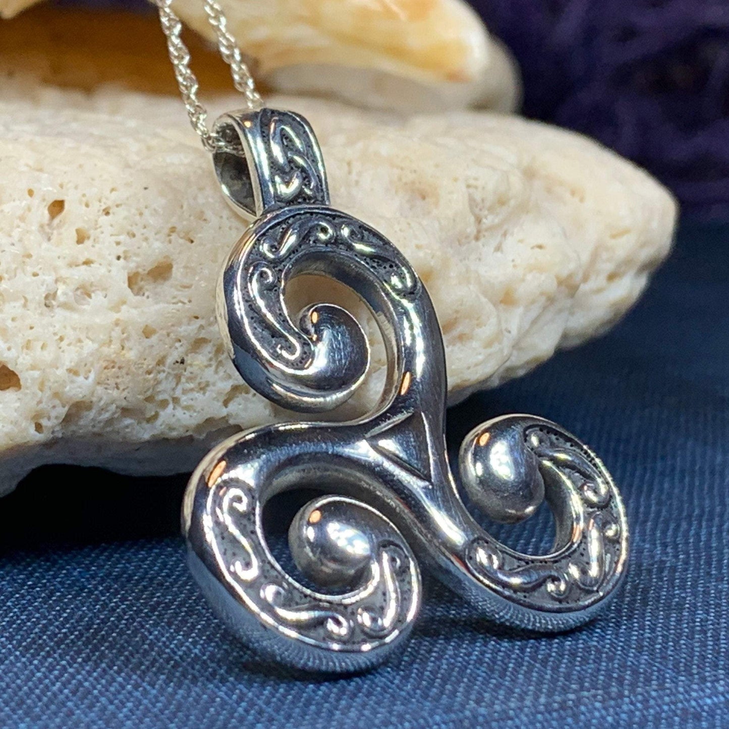 Celtic Triskele Necklace in Sterling Silver